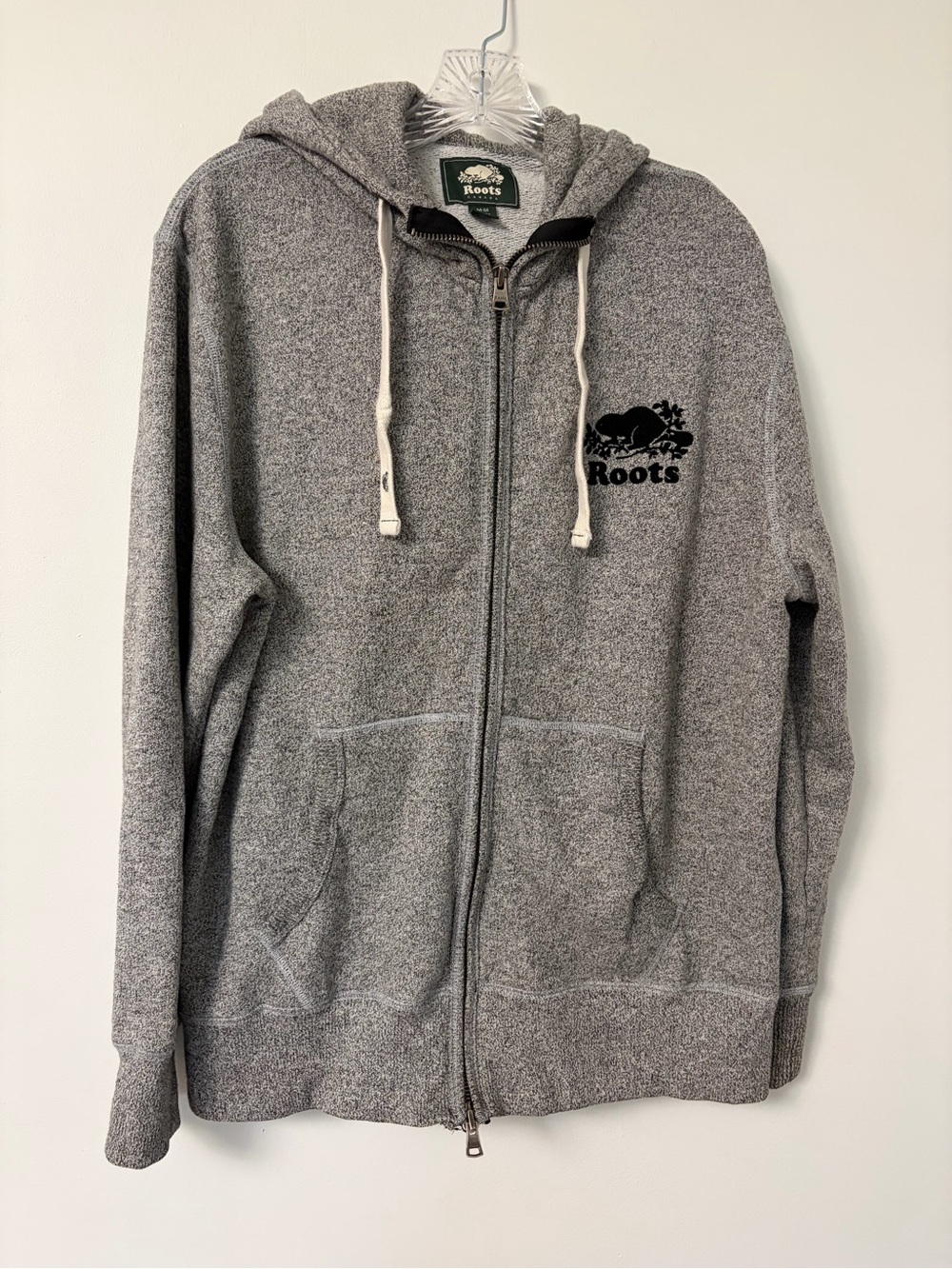 Roots Men's Original Salt and Pepper Full-Zip Hoodie with Logo